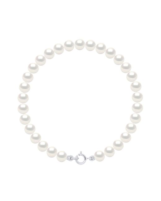 Ateliers Saint Germain Metallic Bracelet Of Real Cultured Freshwater Pearls Semi Round 5-6 Mm