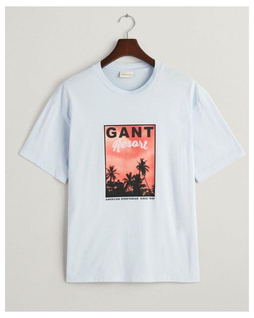 Gant White Washed Graphic Short Sleeve T-Shirt for men