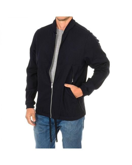 G-Star RAW Blue Jacket With Zipper Closure And Adjustable Drawstring Bottom D01482 for men