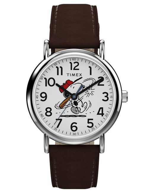 Timex Black Peanuts Weekender Watch Tw2Y51500 Leather for men