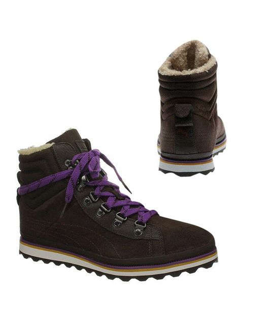 PUMA Brown City Snow Boots Ortholite Ski Lace Up Shoes 354215 02 D37 Leather (Archived)