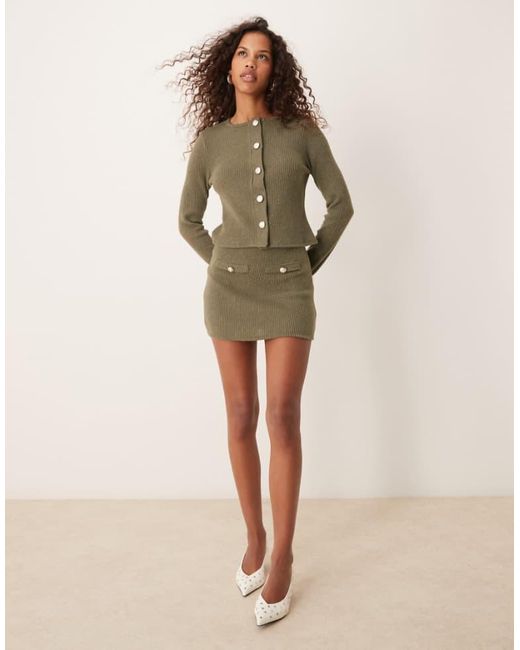 ASOS Natural Co-Ord Brushed Rib Mini Skirt