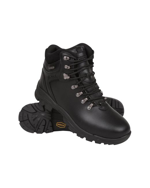 Mountain Warehouse Black 'Latitude Ii Extreme' Leather Boots Waterproof Hiking Shoes for men