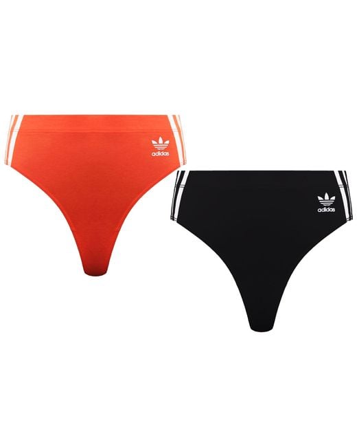 Adidas Black 2-Pack Wide Side Thong Cotton