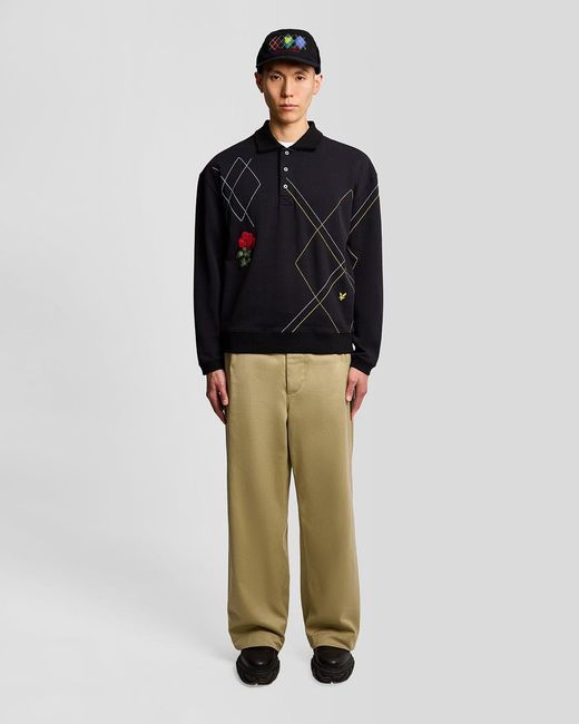 Lyle & Scott Argyle Rugbyshirt in het Black voor heren