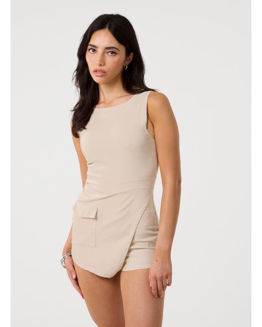 Pink Vanilla Natural Utility Playsuit With Pockets