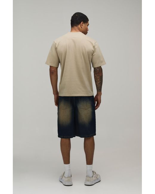 BoohooMAN Natural Regular Fit Script Embroidered T-Shirt for men