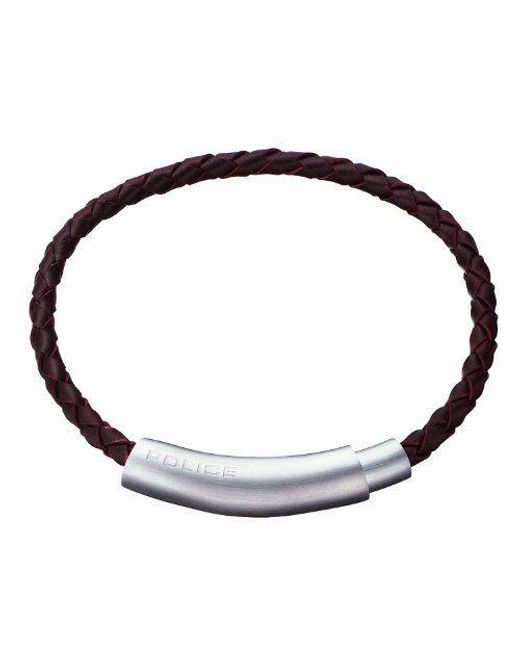Police Metallic "Close" Leather Wrist Band for men