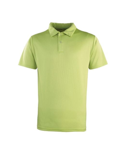 PREMIER Green Adult Coolchecker Pique Polo Shirt (Lime)