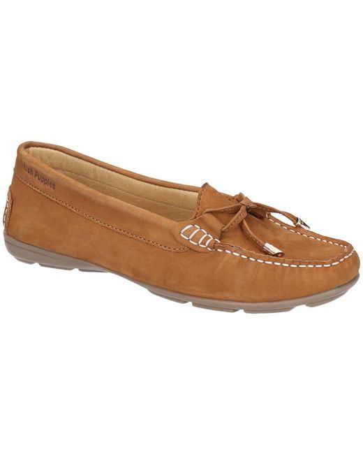 Hush Puppies Maggie Instappers Memory Foam Leer Dames in het Brown