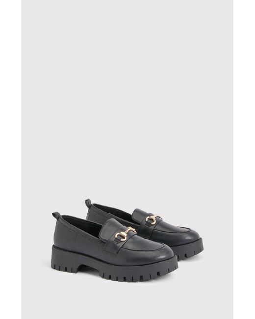 Boohoo Black Chunky T Bar Loafers
