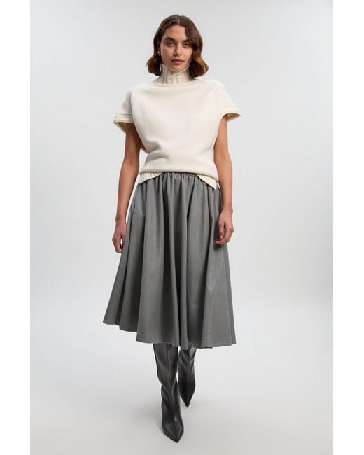Karen Millen Gray Tailored Marl Full Skirt