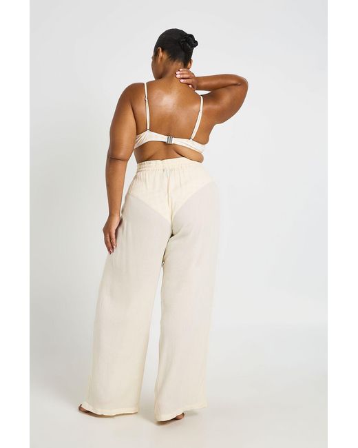 Boohoo White Plus Textured Beach Trouser
