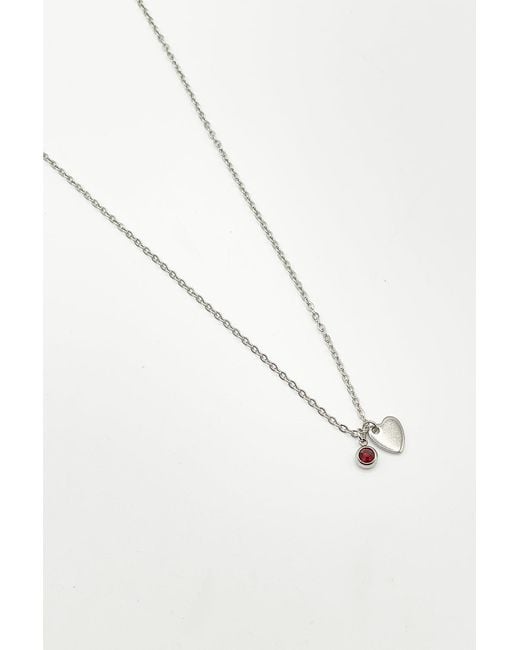 SVNX Natural Mini Heart & Janurary Birthstone Necklace