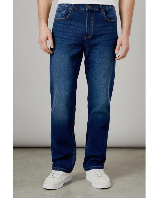MAINE Blue Dark Wash Premium Stretch Straight Fit Jeans for men
