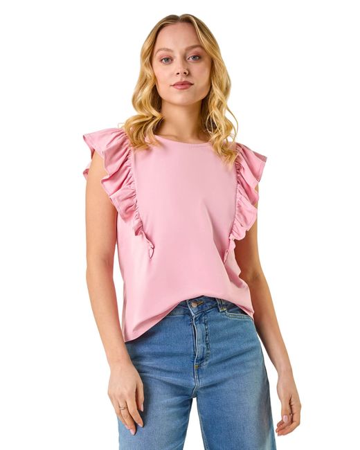 D.u.s.k Red Short Sleeve Ruffle Stretch Tee