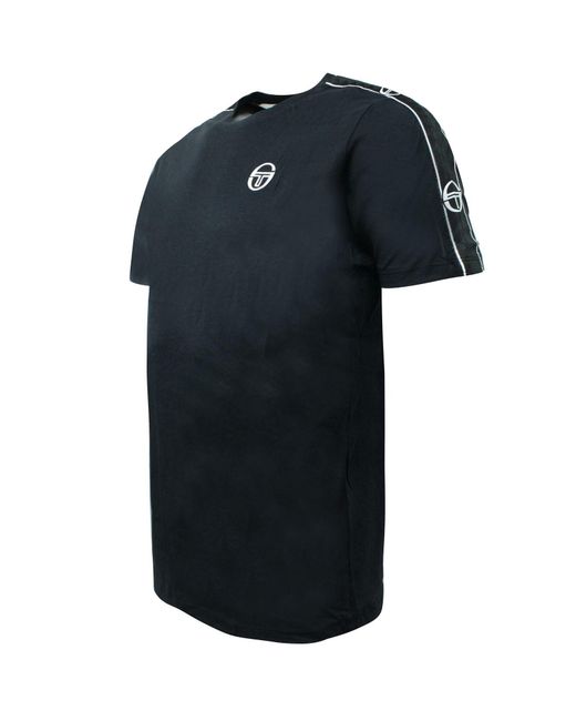 Sergio Tacchini Blue Feather T-Shirt Taped Logo Top 38536 166 for men