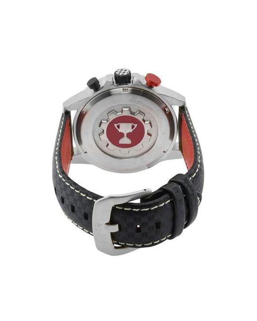 Gevril Black Gv2 9920 Scuderia Swiss Quartz Multifunction Chrono Leather Watch for men
