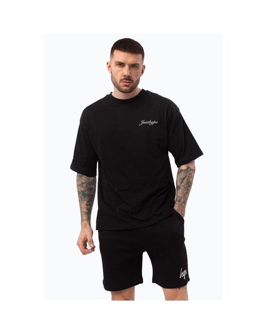 Hype Black Oval Regular Fit Crew Neck T-Shirt for men