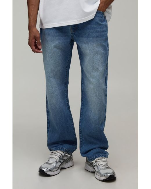 BoohooMAN Blue Essential Straight Fit Jeans for men