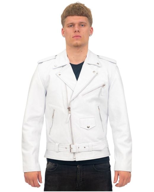 Infinity Leather White Cow-Hide Brando Jacket -Venice for men
