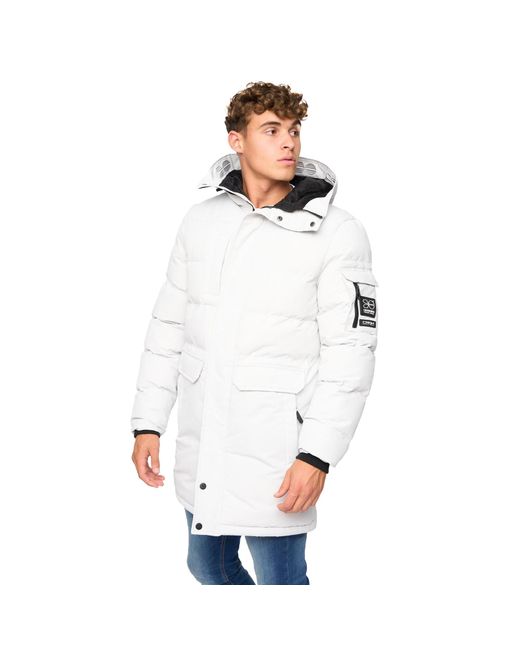 Crosshatch White Milwaka Long Jacket for men
