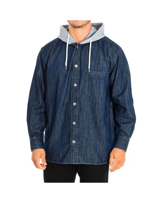 La Martina Blue Regular Fit Jacket With High Collar And Adjustable Hood Tmc009-Dm081 for men