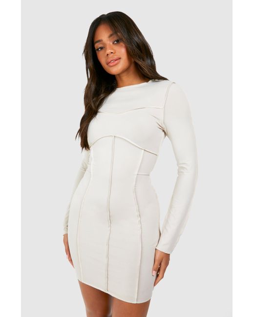 Boohoo White Exposed Seam Mini Dress