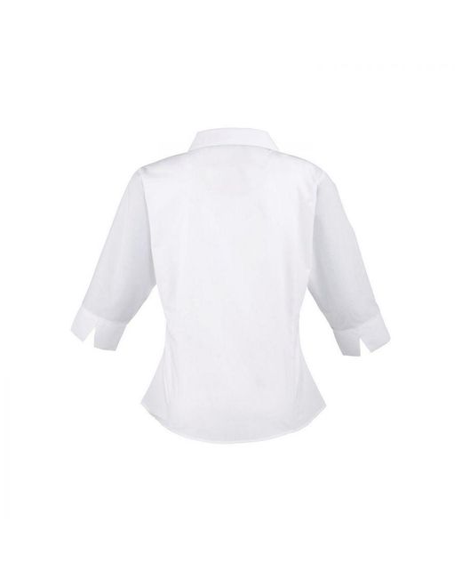 PREMIER White Ladies Poplin 3/4 Sleeve Shirt