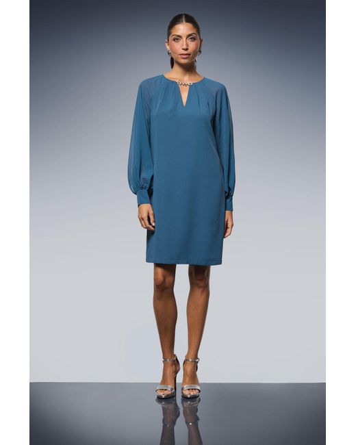 Wallis Blue Occasion Embellished Chiffon Shift Dress