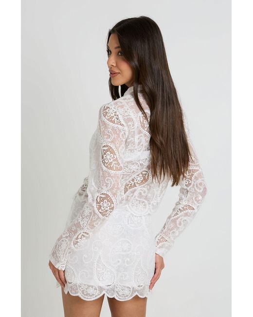 Boohoo White Scallop Edge Mini Skirt