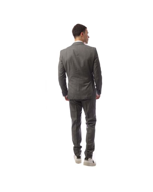 Boss Gray Solid Patterned Notch Collared Suit Jacket for men