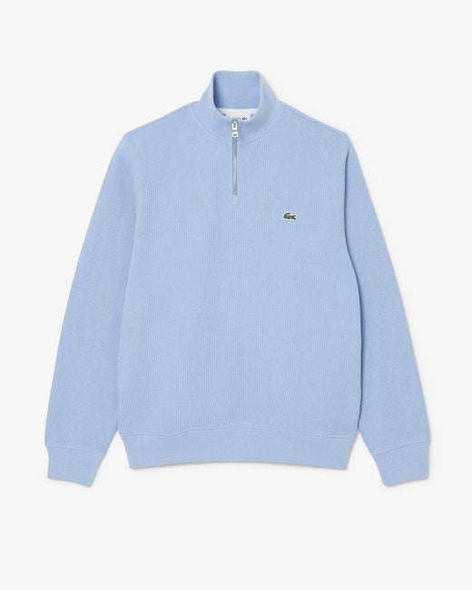 Lacoste Blue Zippered Stand-Up Collar Cotton Sweatshirt for men
