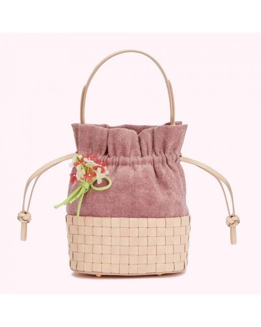 Lulu Guinness Pink Blossom Flower Canvas Eloise Basket Bag