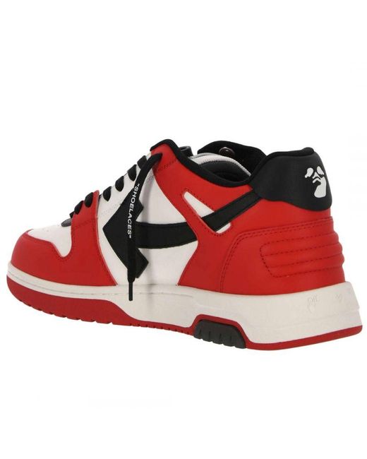 Off-White c/o Virgil Abloh Off-red Out Of Office Red Leather Sneakers voor heren