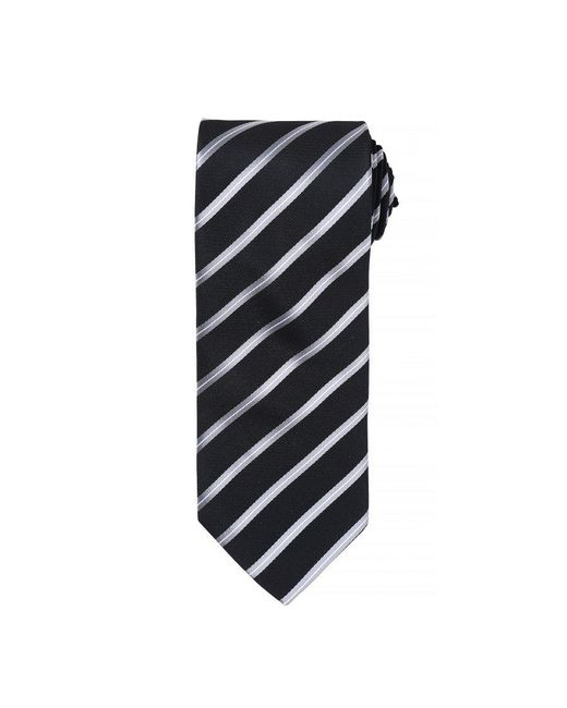 PREMIER Sport Stripe Pattern Formele Work Tie (zwart / Zilver) in het Black voor heren