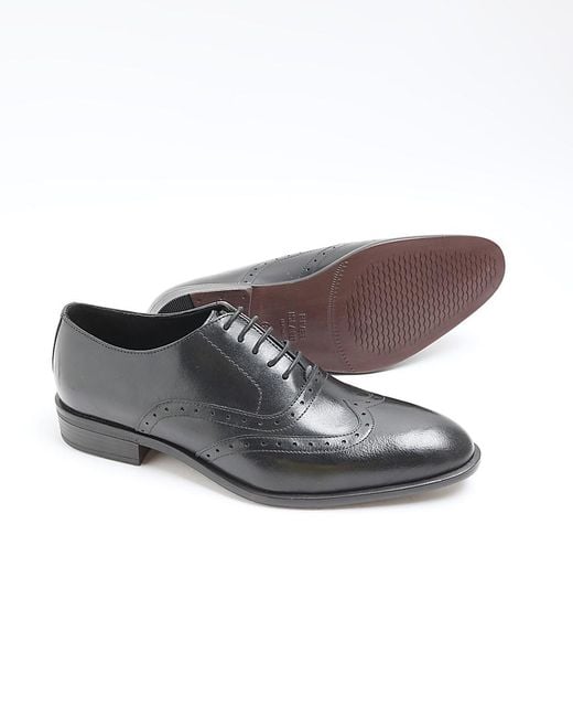 River Island White Oxford Brogue Shoes Leather for men