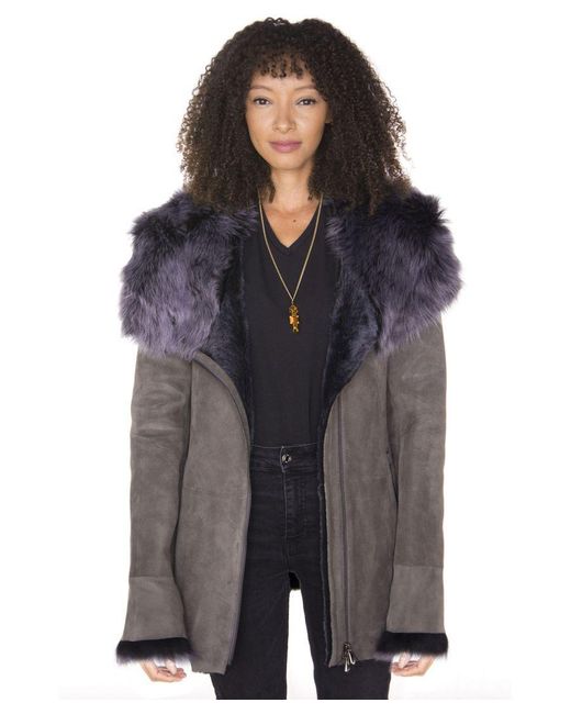 Infinity Leather Gray Suede Hooded Merino Sheepskin Coat-Monrovia