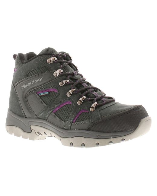 Karrimor Gray Walking Boots Hawthorn Mid Wt Lace Up Dark Shadow Purple