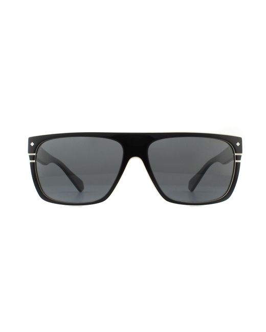 Polaroid Gray Rectangle Ivory Polarized Sunglasses for men
