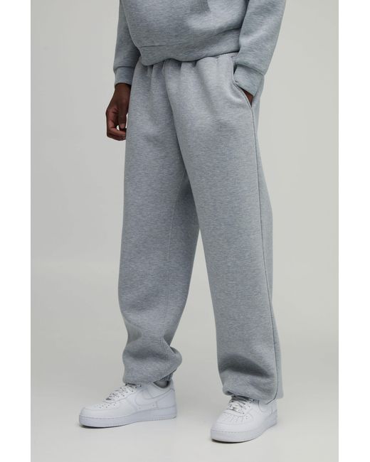 BoohooMAN Gray Tall Oversized Heavyweight Marl Scuba Cuff Joggers for men