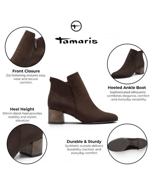 Tamaris Brown Faux Heeled Ankle Boots