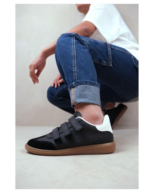 Where's That From Blue 'Terrace' Casual Gum Sole Adjustable Trainers