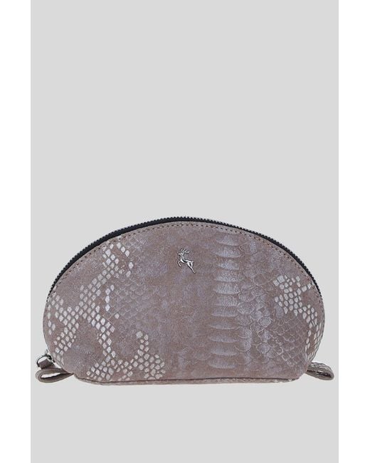 Ashwood Leather Gray 'Philippa' Real Makeup Bag