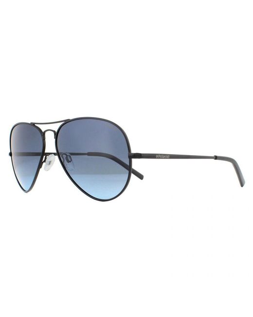 Polaroid Blue Aviator Matte Gradient Polarized Sunglasses Metal