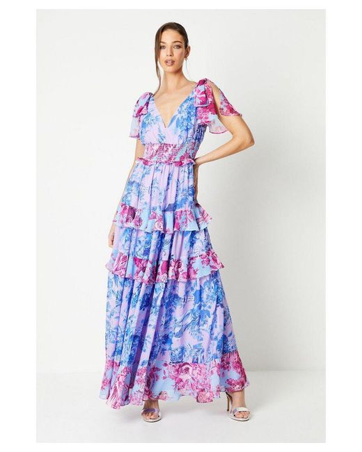 Coast Blue Patchwork Tiered Maxi Dress