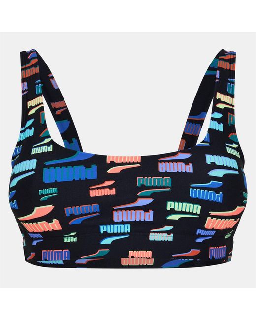 PUMA Blue Logo Print Bikini Top