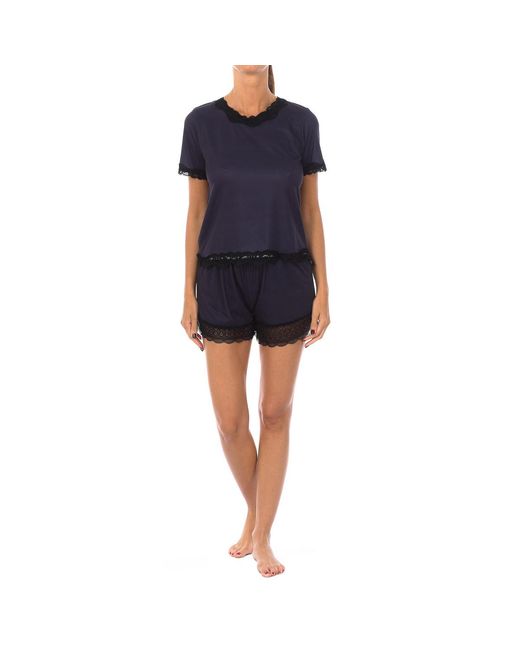Kisses&Love Blue Short-Sleeved Round Neck Pajamas 1202