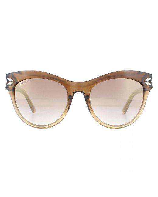 Swarovski Brown Cat Eye Gradient Mirror Sunglasses