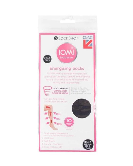 IOMI Black 2 Pairs Ladies 40 Denier Compression Knee High Energising Socks